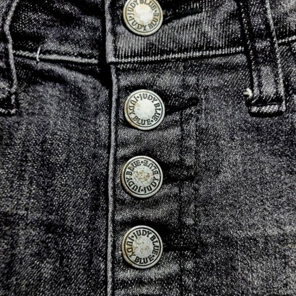 Judy Blue Women's Jeans 3/26 Black Denim Skinny Fit Distressed Button Fly - Picture 6 of 13